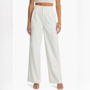 White wide leg trousers